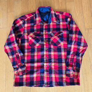 Woodland Vintage Flannel Shirt Men's Large Flannel Plaid 100% Virgin Acrylic